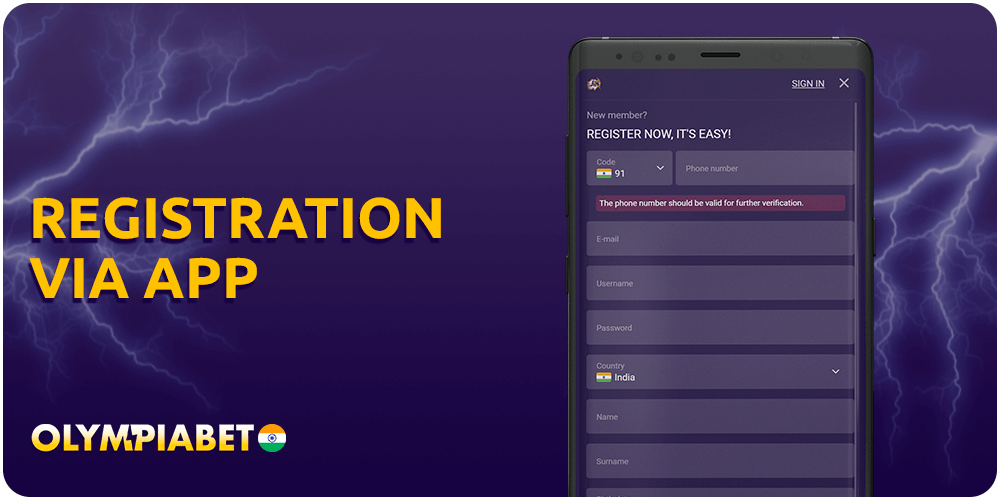 Olympiabet Registration via Mobile App